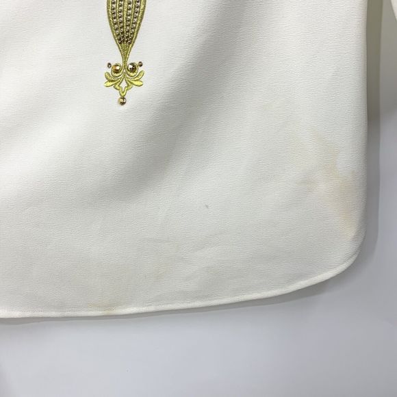 Lilly Pulitzer 0 Resort White Dallas Tunic Top Gold Embroidery Bead - Picture 8 of 12